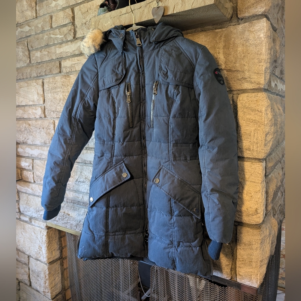 Kids Navy Down-Style Pajar Parka Jacket with Hood 14/16
